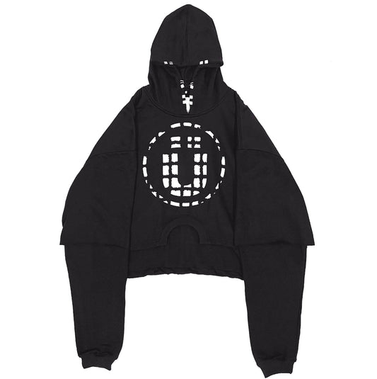 DOUBLE LAYER PIERCED HOODIE